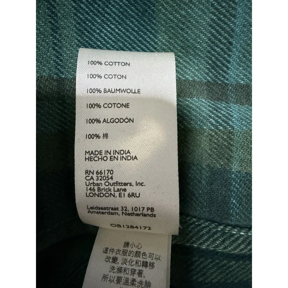 Free People‎ We The Free Summer Daydream Plaid Button Down Green Balsam Size L